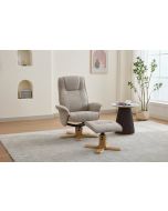 Mia - Swivel Recliner Armchair & Stool Camel Fabric