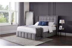 135cm Upholstered Grey Ottoman Bed