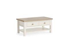 Country Coconut White - Coffee Table with Shelf
