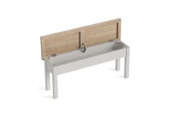 Country Oak Stone Grey - Shallow Storage Bench