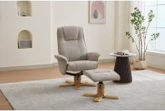 Mia - Swivel Recliner Armchair & Stool Camel Fabric