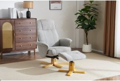 Mia - Swivel Recliner Armchair & Stool Lunar Fabric
