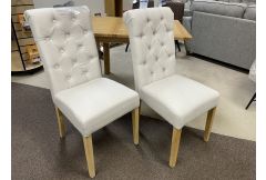 Natural Scroll Back Dining Chairs x 2 - Clearance