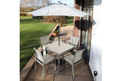 Perpignan - 4 Seat Dining Set & Parasol in Taupe - LAST ONE!