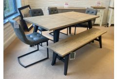 Valeria - Extending Table, 4 Chairs & Bench - Clearance
